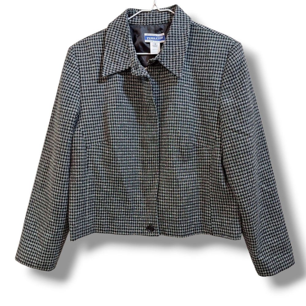 Vintage Pendleton Wool blazer Womens 14 Petite Jacket Wool Blend Lined Full Zip